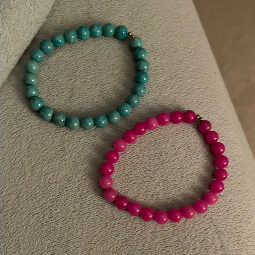 Turquoise and Pink Beaded Bracelets